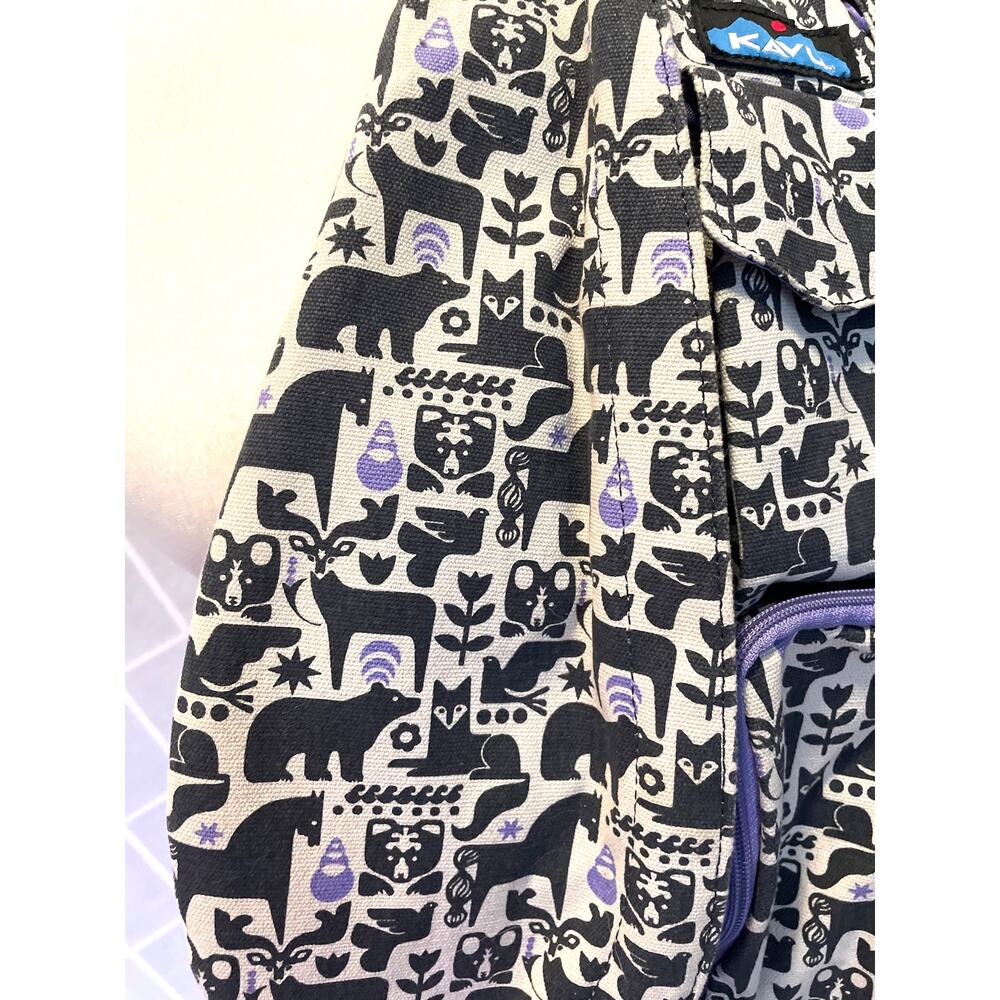 Kavu purple and White Animal Print Rope Sling Bag - Picture 6 of 9